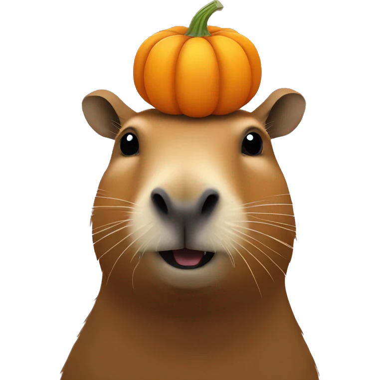 Capybara with pumpkin on head emoji