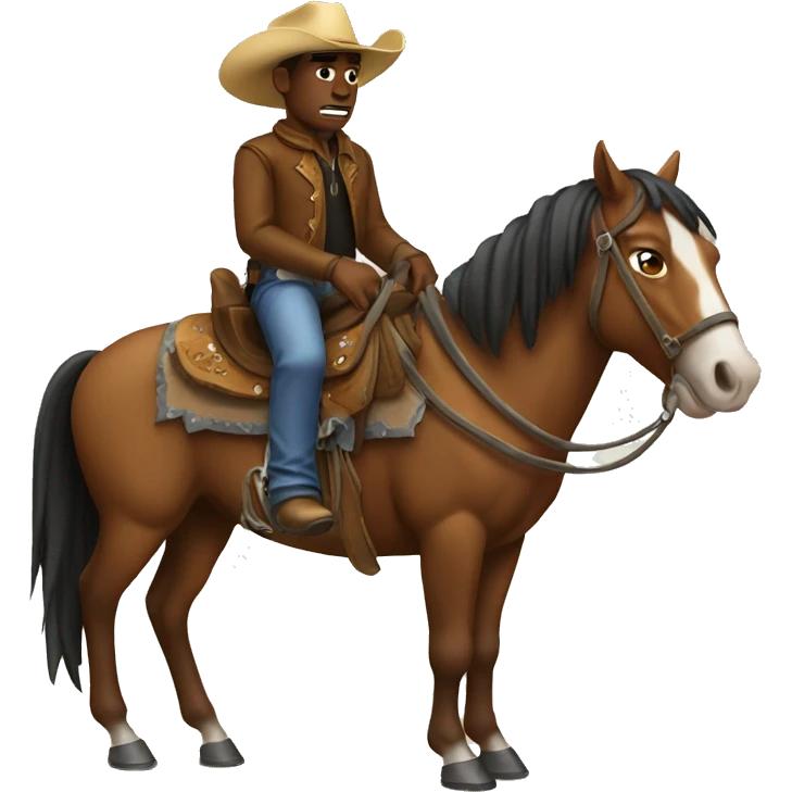 Crying cowboy on horse emoji
