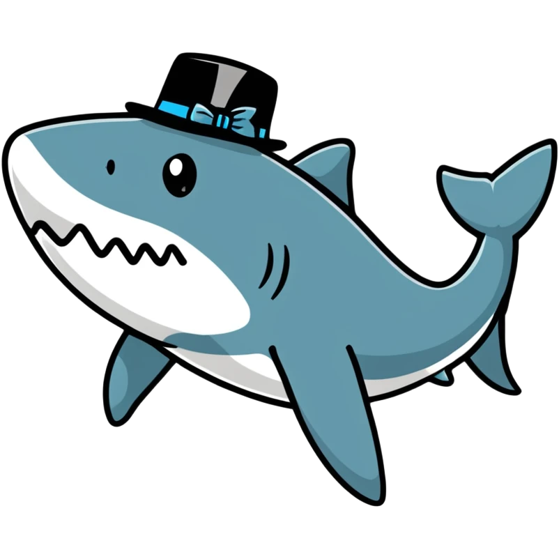 Shark with a top hat emoji