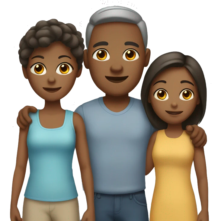 family of four where all family members have a unique skin tone and gender emoji