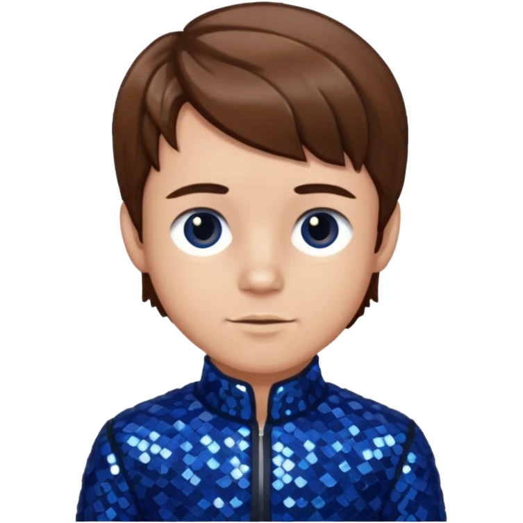 Wee Man from Jackass with brown hair, dark blue sequin outfit emoji