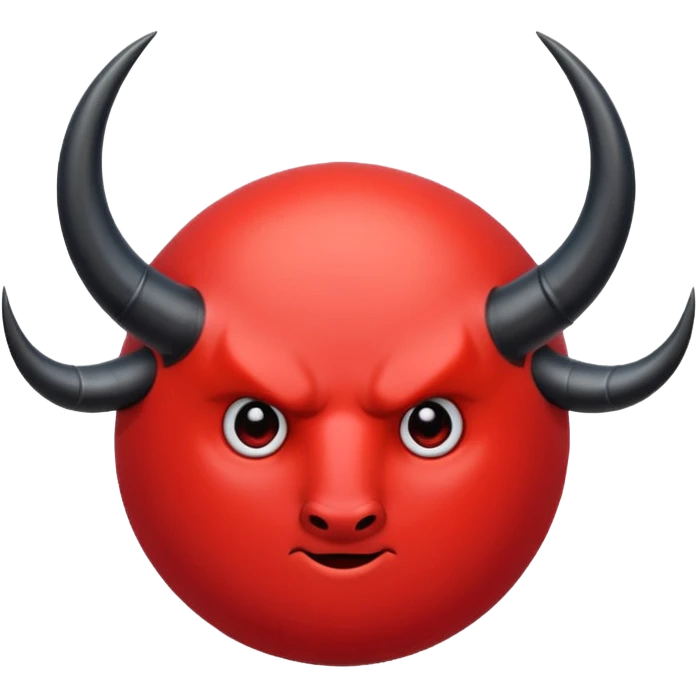 Red circle with black horns holding a trident emoji