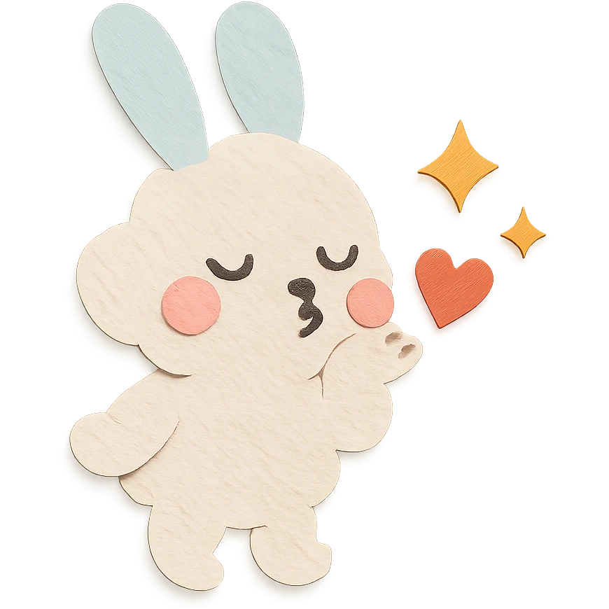 full-body cloud bunny blowing a kiss with sparkles emoji