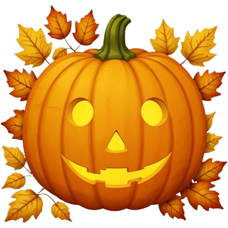 autumn leafs with pumpkin emoji