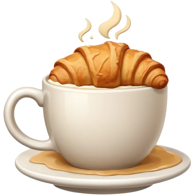 Croissant near cappuccino emoji