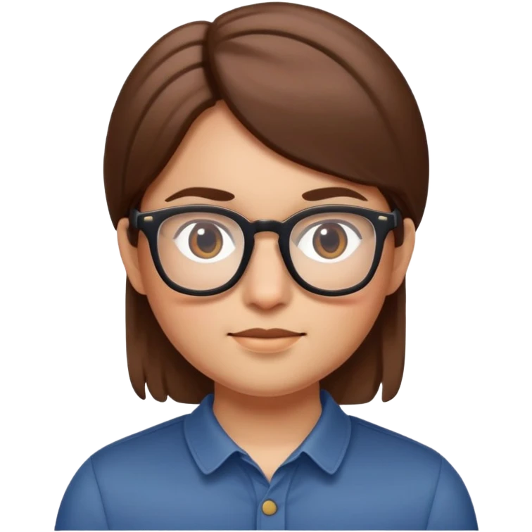 Face with straight hair and glasses, Apple Memoji style emoji