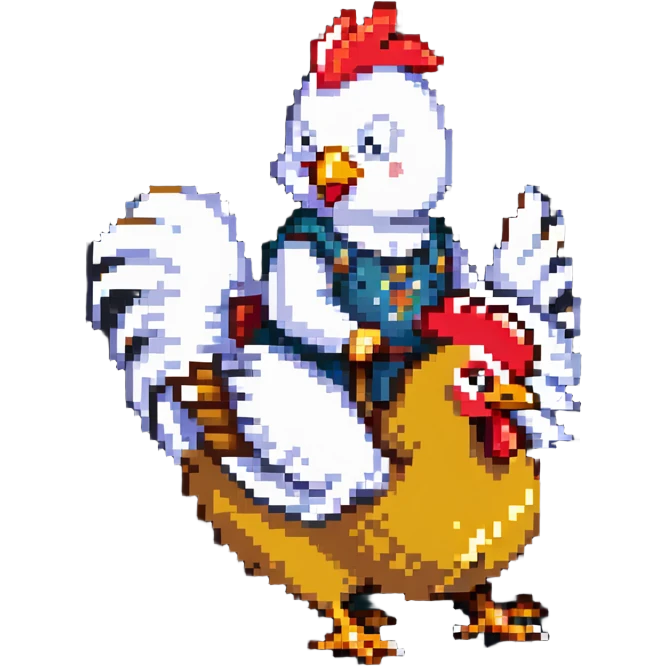 chicken jockey small character riding a chicken emoji