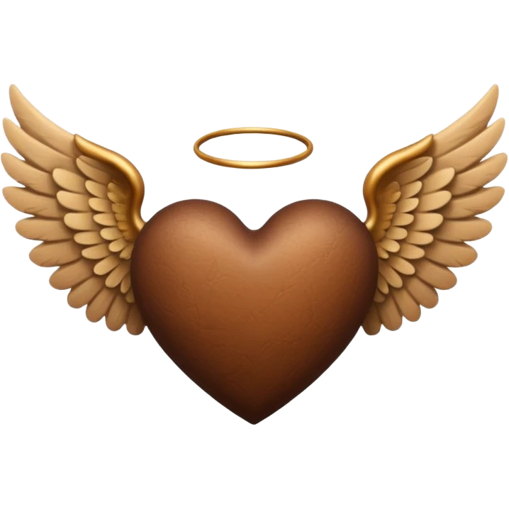 Brown heart with angel wings emoji