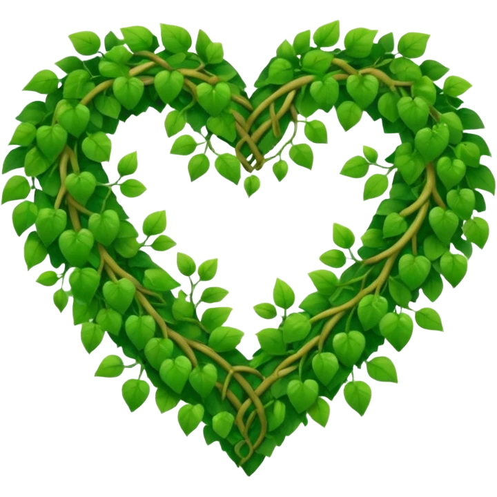 Vines, leaves & branches in the shape of a heart emoji