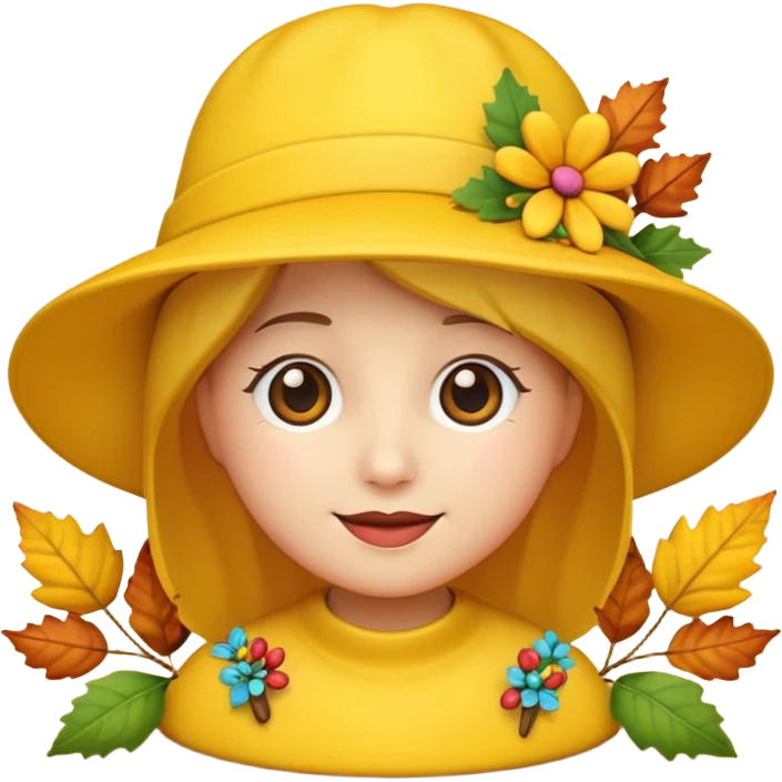 hat with autumn leaves and flowers, 3d emogis emoji