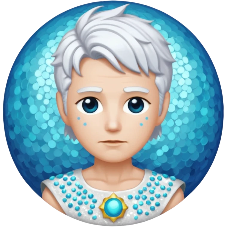 Uranus from Mythology with white hair, white sequin outfit emoji