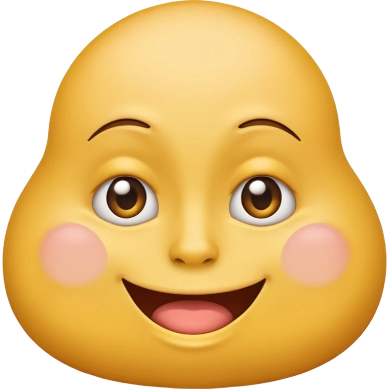 An ashamed, smiling yellow face emoji with huge breasts. emoji