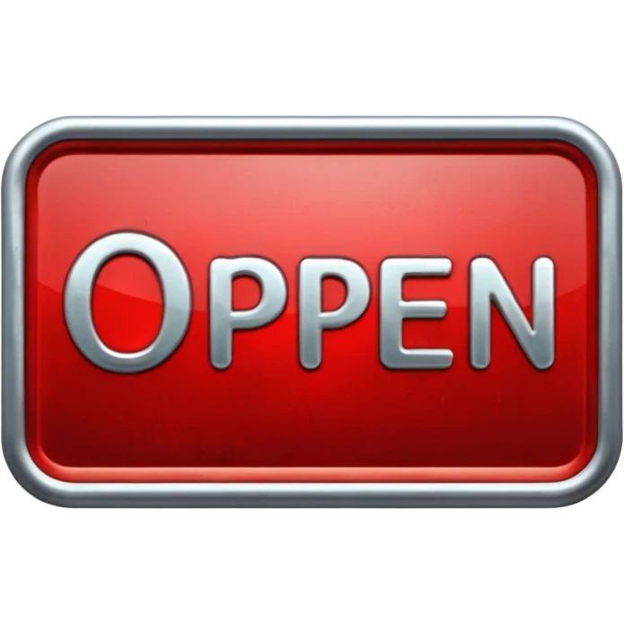 Red “OPEN” sign with reflection emoji