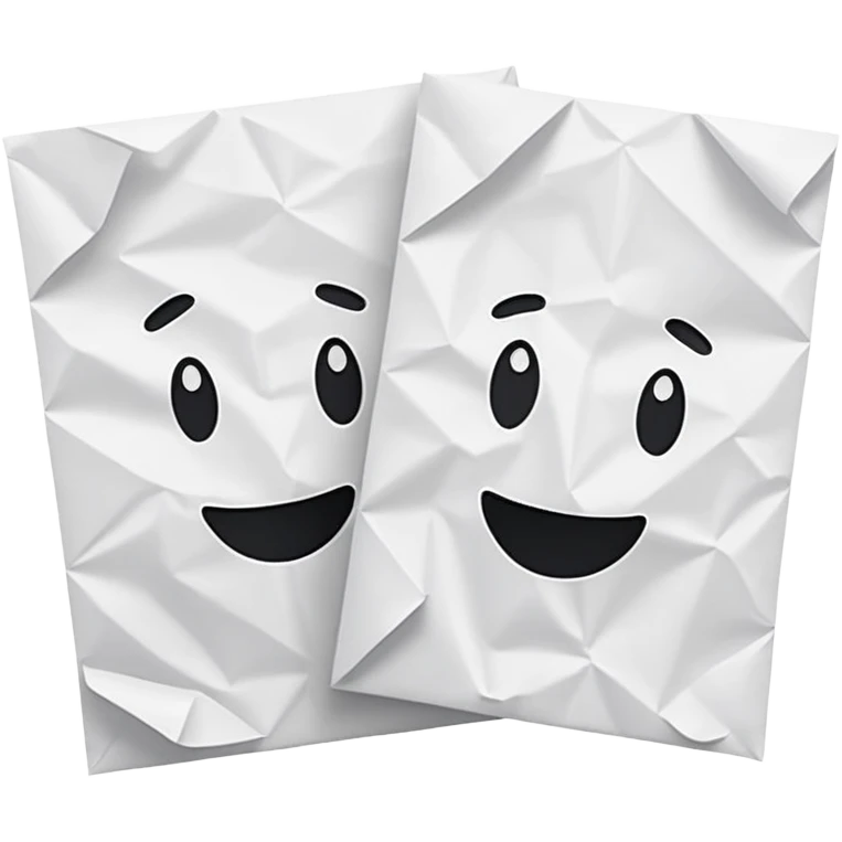 two white papers with text emoji