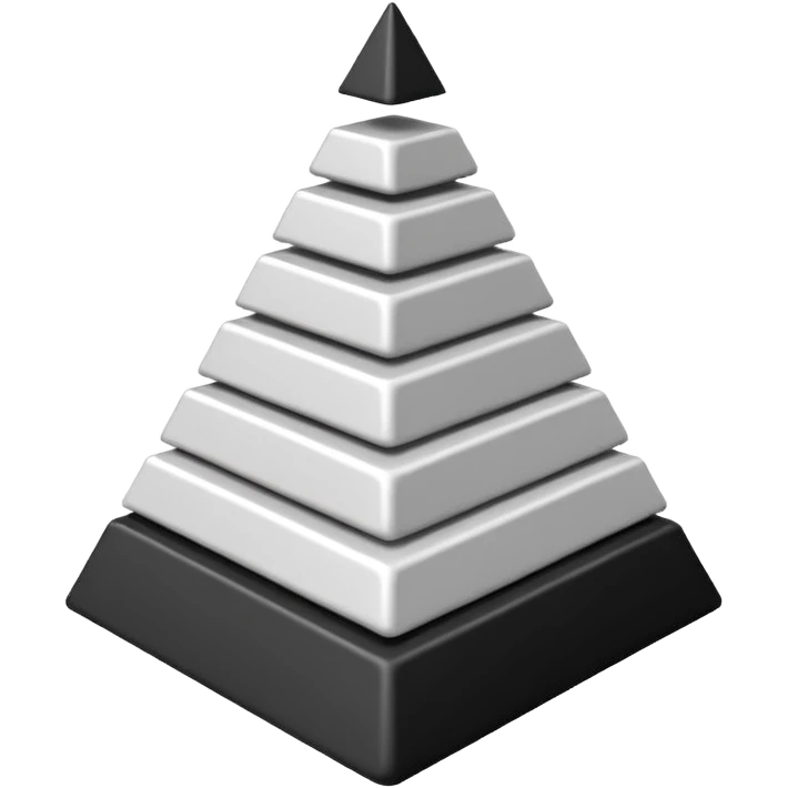 2D triangle with squares stacking up inside to demonstrate a social hierarchy (all black and white) emoji