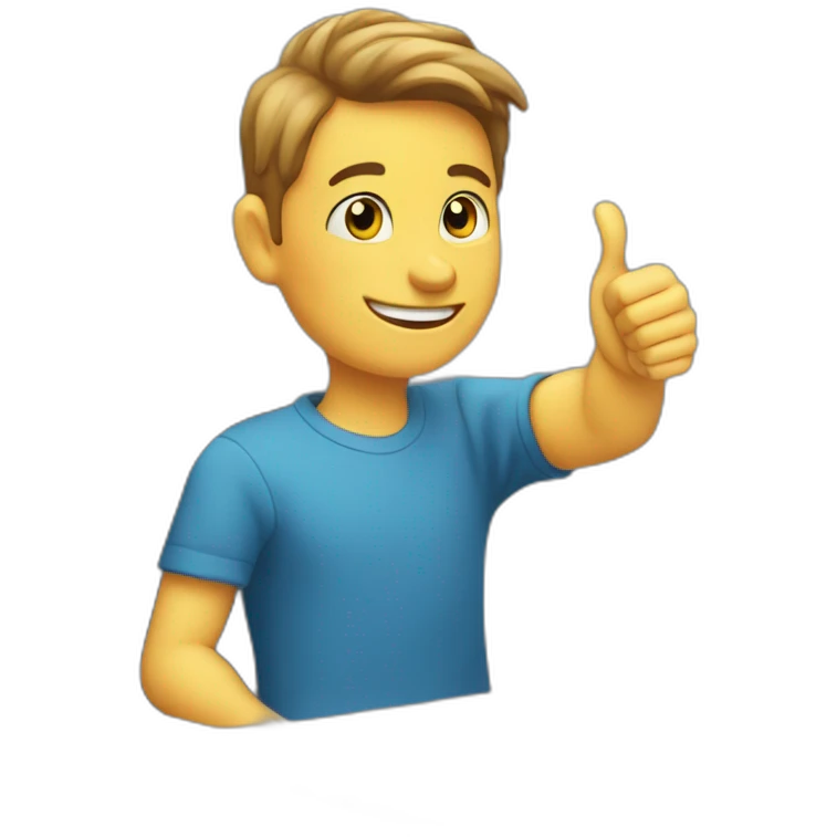 Thumbs up kid at computer emoji