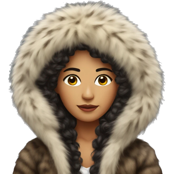 Realistic gorgeous Hispanic with fur coat  emoji
