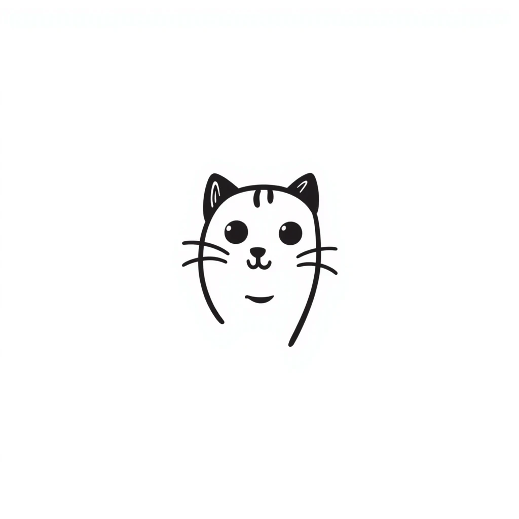 A cute cat emoji in the style of Notion doodles. emoji
