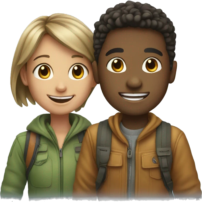 smiling girl and boy outdoors emoji