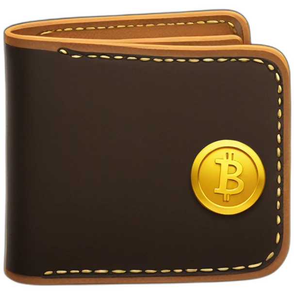 leather wallet with crypto and gold emoji