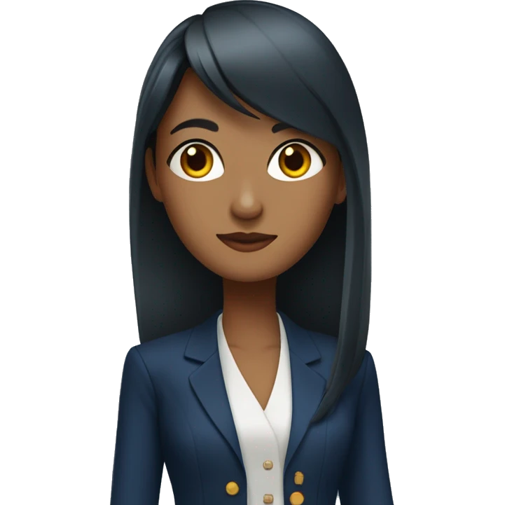 beautiful sri lankan woman with straight hair and bangs wearing a dark blue suit jacket emoji