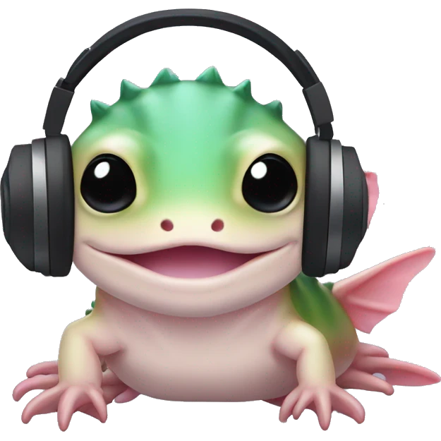 Axolotl wearing gamer headphones emoji