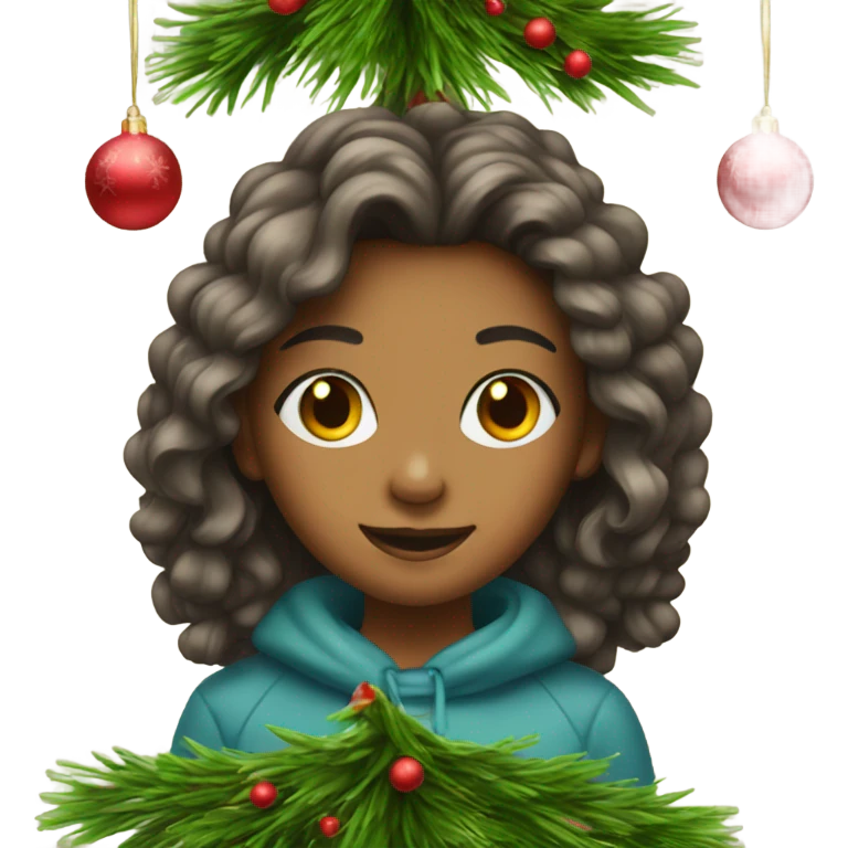 Girl decorates a Christmas tree  emoji