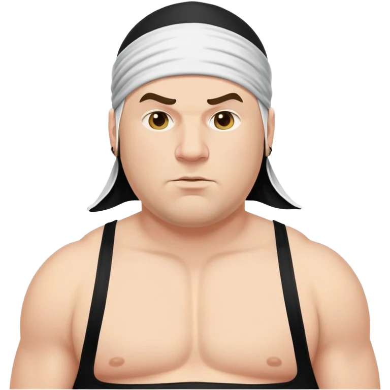 White skin fat guy with black durag in wrestling singlet emoji