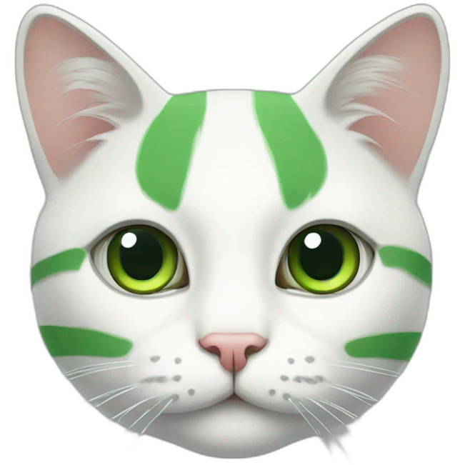 White cat with green stripes emoji