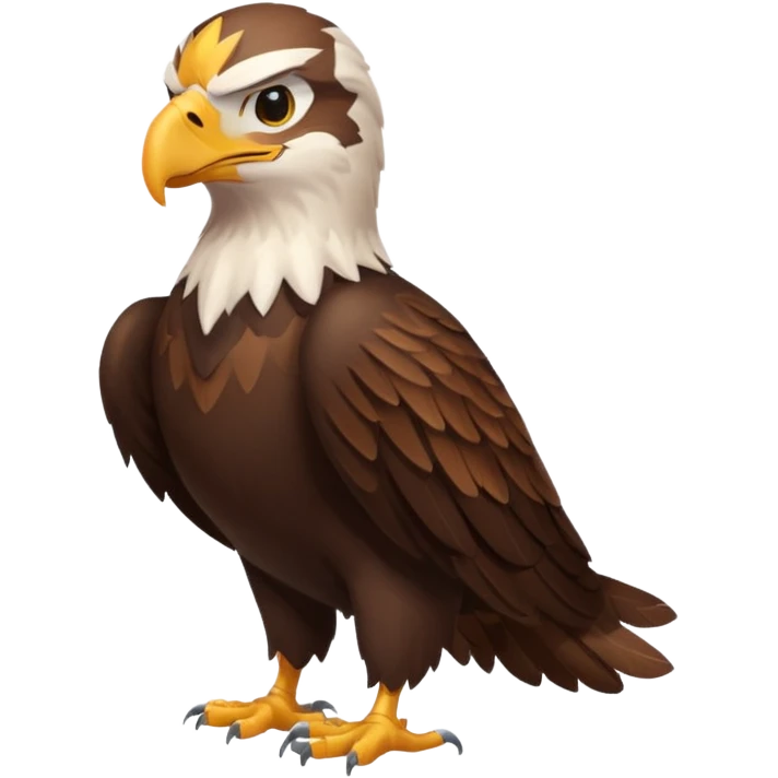 Create a single emoji of a Eagle in full body, shown at a slight side angle in a natural, characteristic pose. Cute and stylized like an emoji, but clearly recognizable.
 emoji