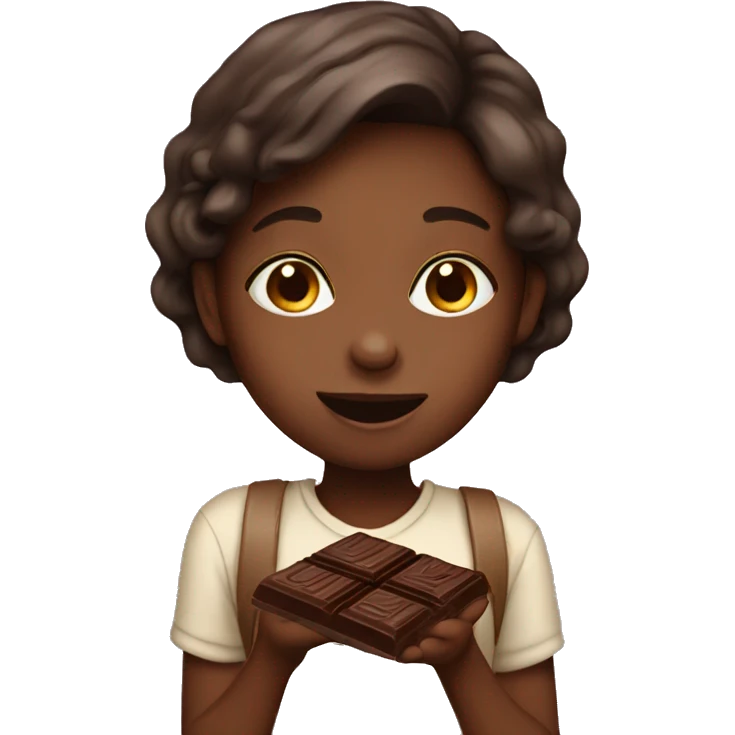Girl eating chocolate emoji
