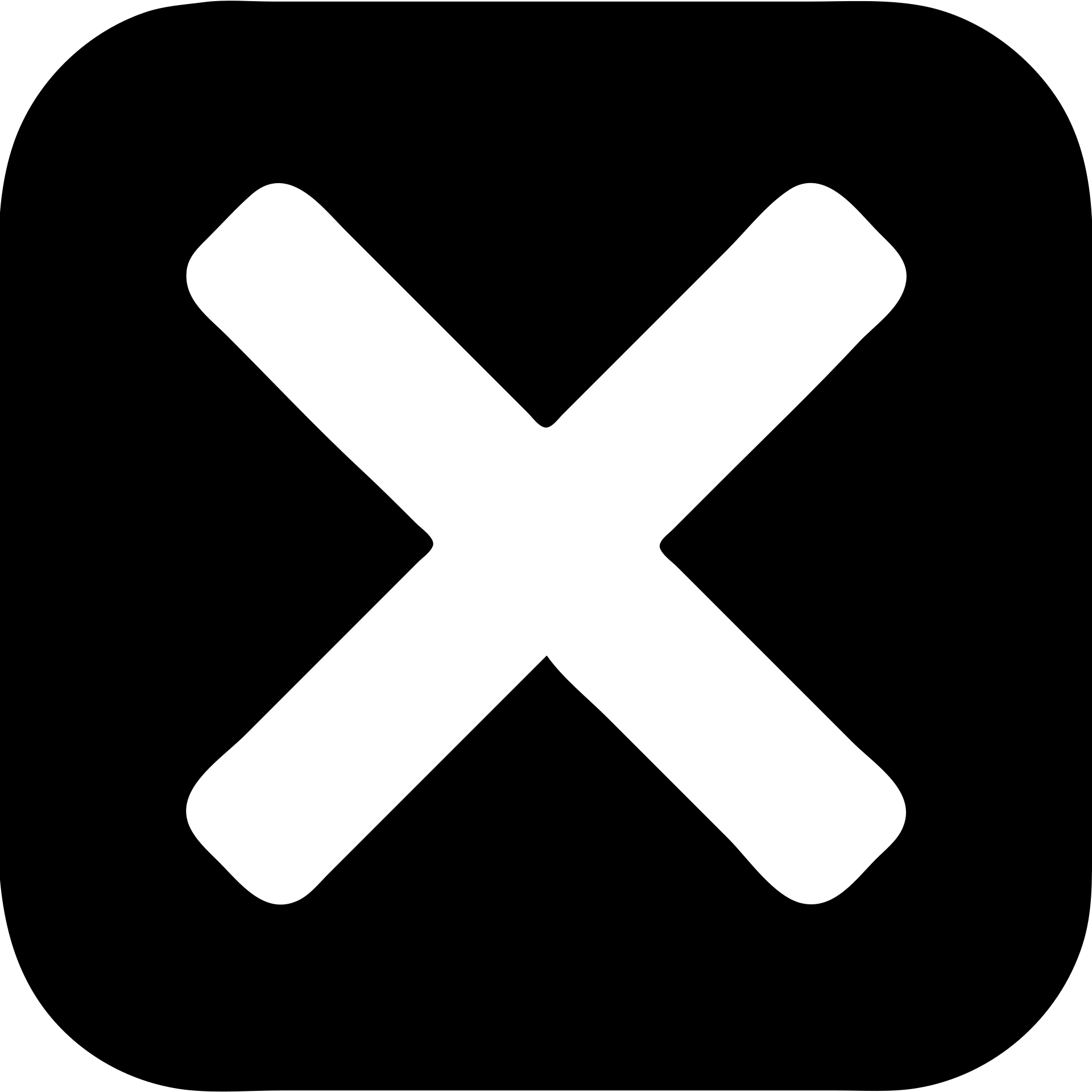 modern minimal icon of an X cut out of a solid white filled rounded square, X is transparent, high contrast emoji