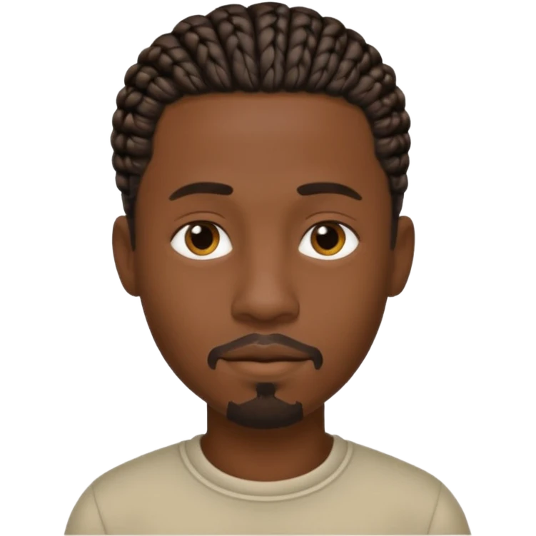 Hazme un emoji de un hombre negro con trenzas cortas, pero no tanto y una pequeña perilla sin bigote emoji