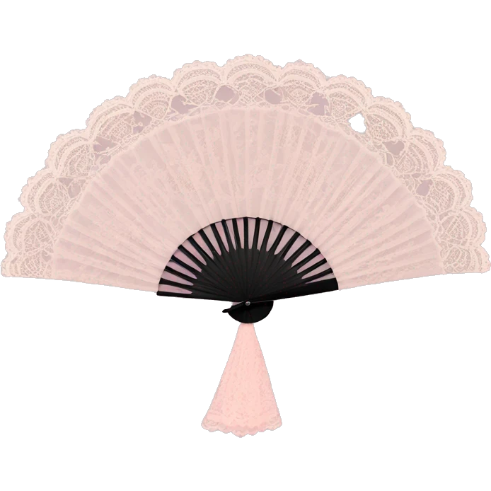 rococo pale pink fan with lace emoji