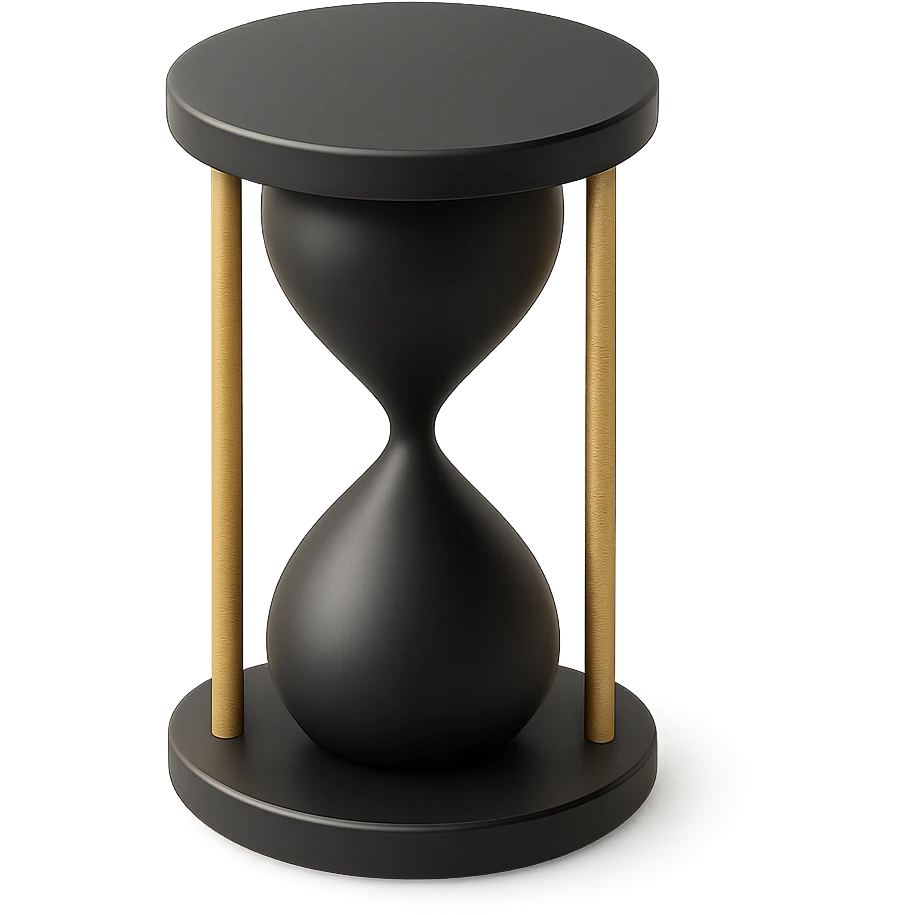 a modern minimalist hourglass in 3D black style emoji