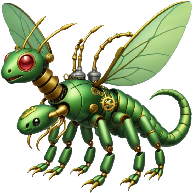 Steampunk-robot-Caterpie-Flygon-Scyther-fusion emoji