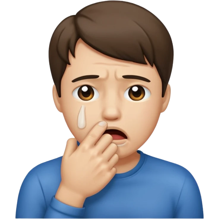 Crying emoji with fist covering mouth  emoji