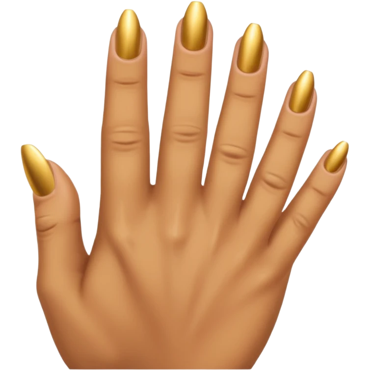 Tan skin hand with short mens gold nails emoji