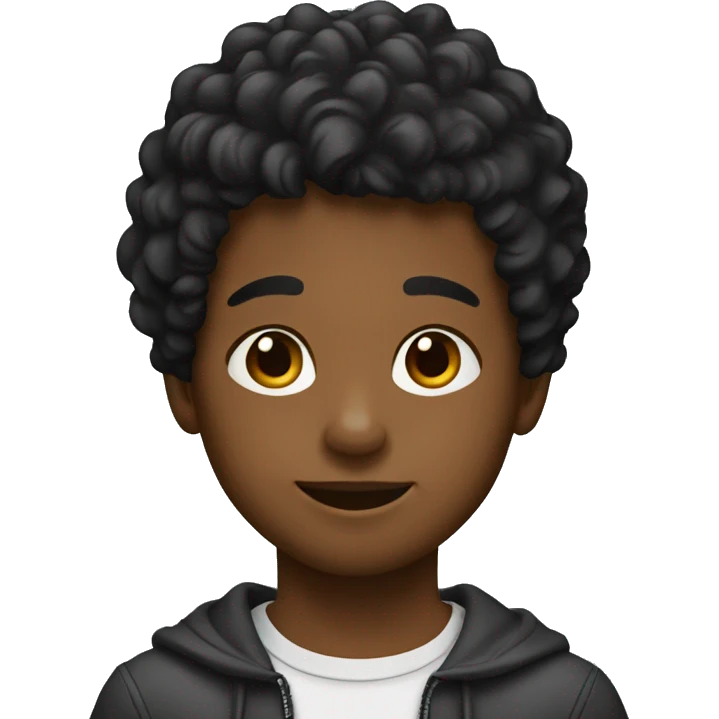 niño con pelo negro rizado emoji