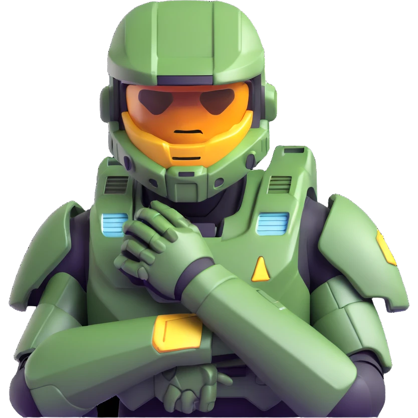 Master Chief from Halo, crying emoji