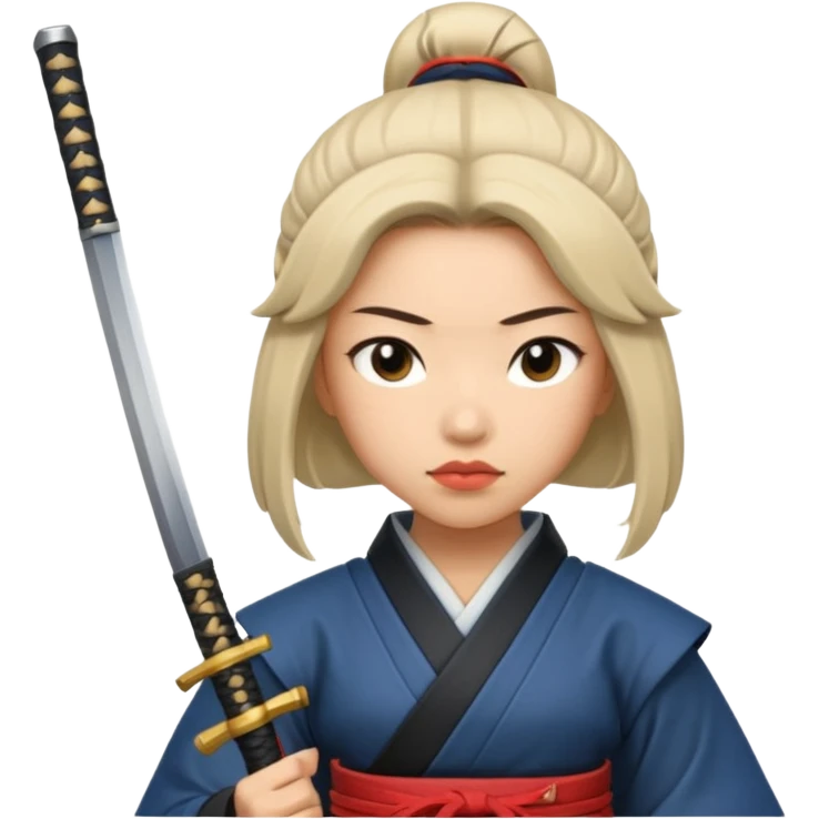 lady samurai holds katana, still pose. emoji