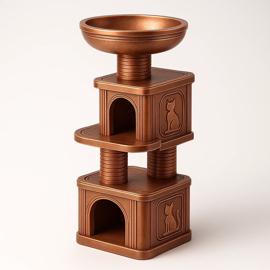 cats relaxing in a vertical playhouse emoji