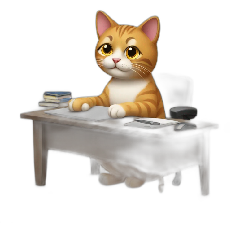 cat sitting at desk emoji