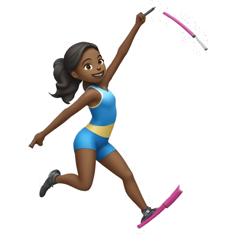 Girl with a pole vault pole in her hand emoji
