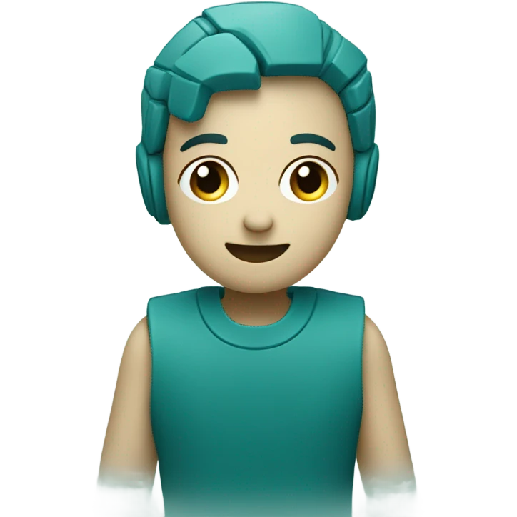 AI bot in a dark teal colour. Cute and friendly looking and talking. emoji