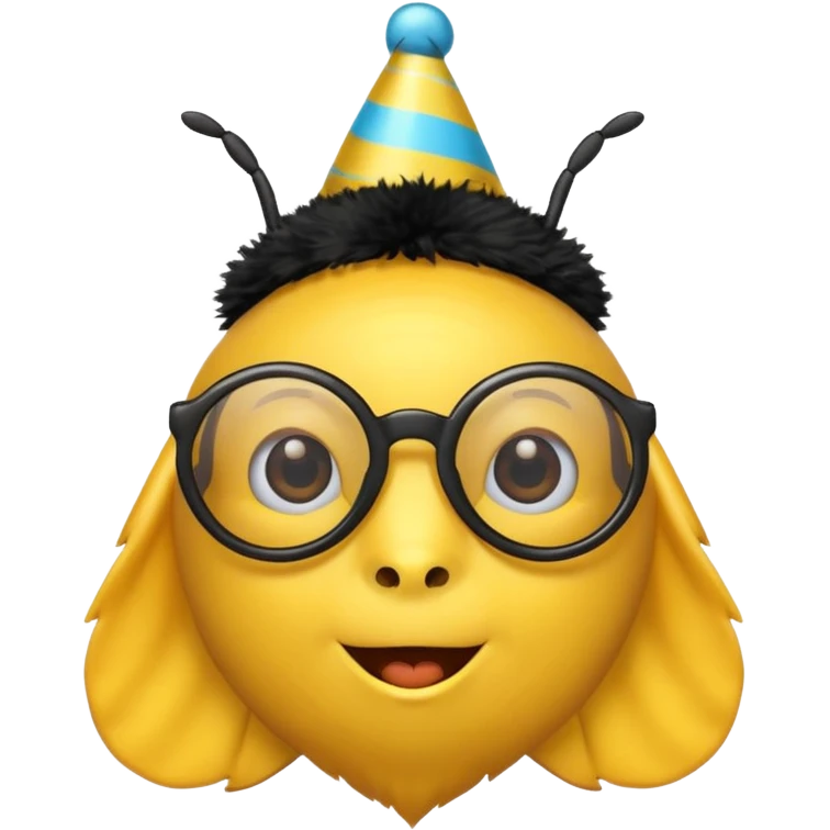 bee with party hat and eye glasss emoji