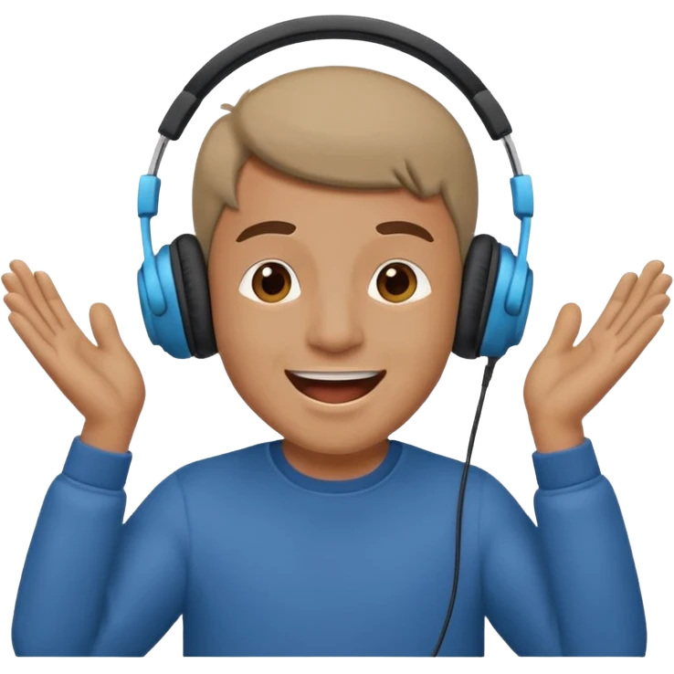 happy guy listening and chanting to music on a headphone emoji