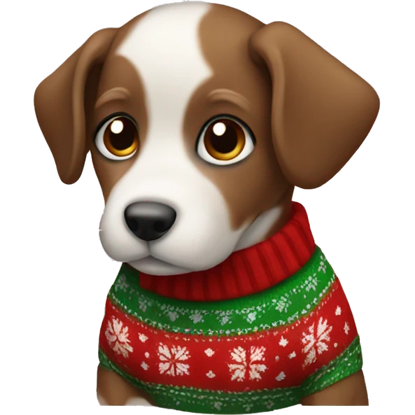 A puppy in a Christmas sweater  emoji