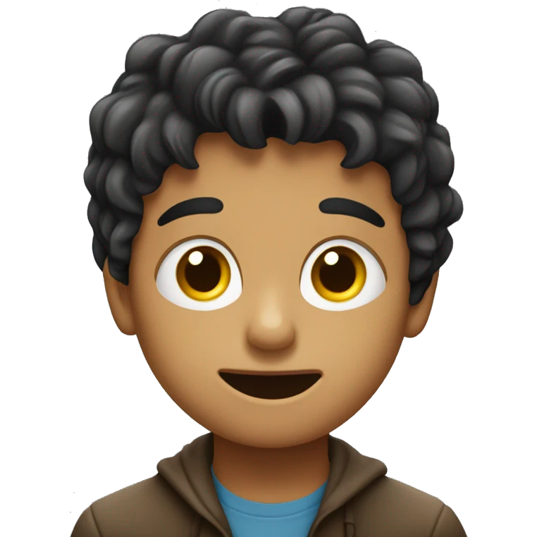 Niño llorando con pelo oscuro y ojos cafe emoji