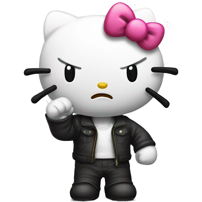 Angry hello kitty with fist  emoji